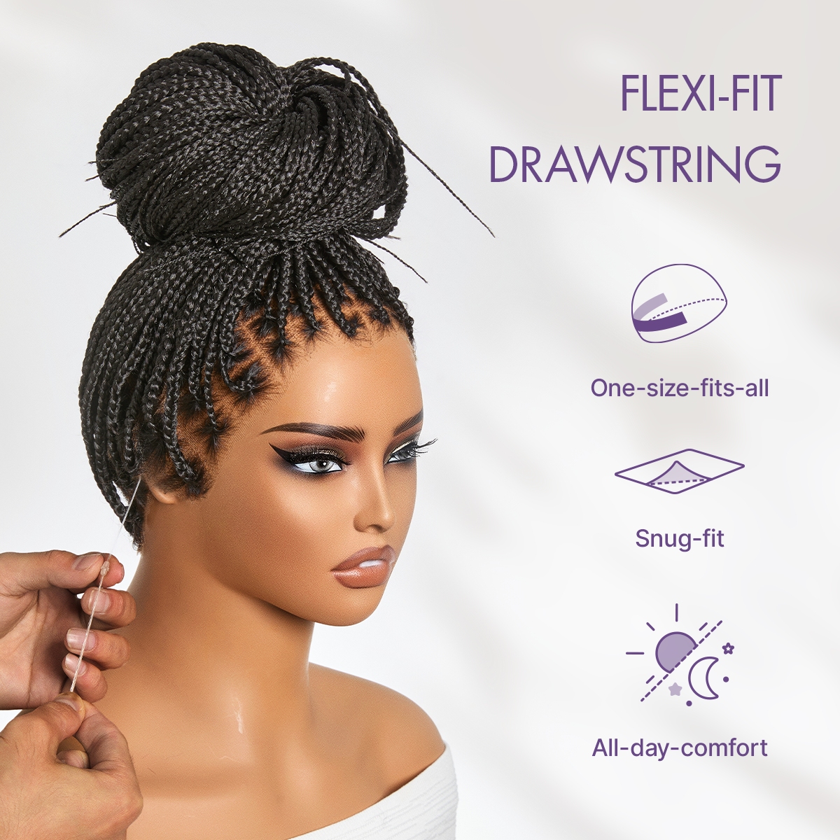 💖Knotless Braided Wig – Lightweight Fit