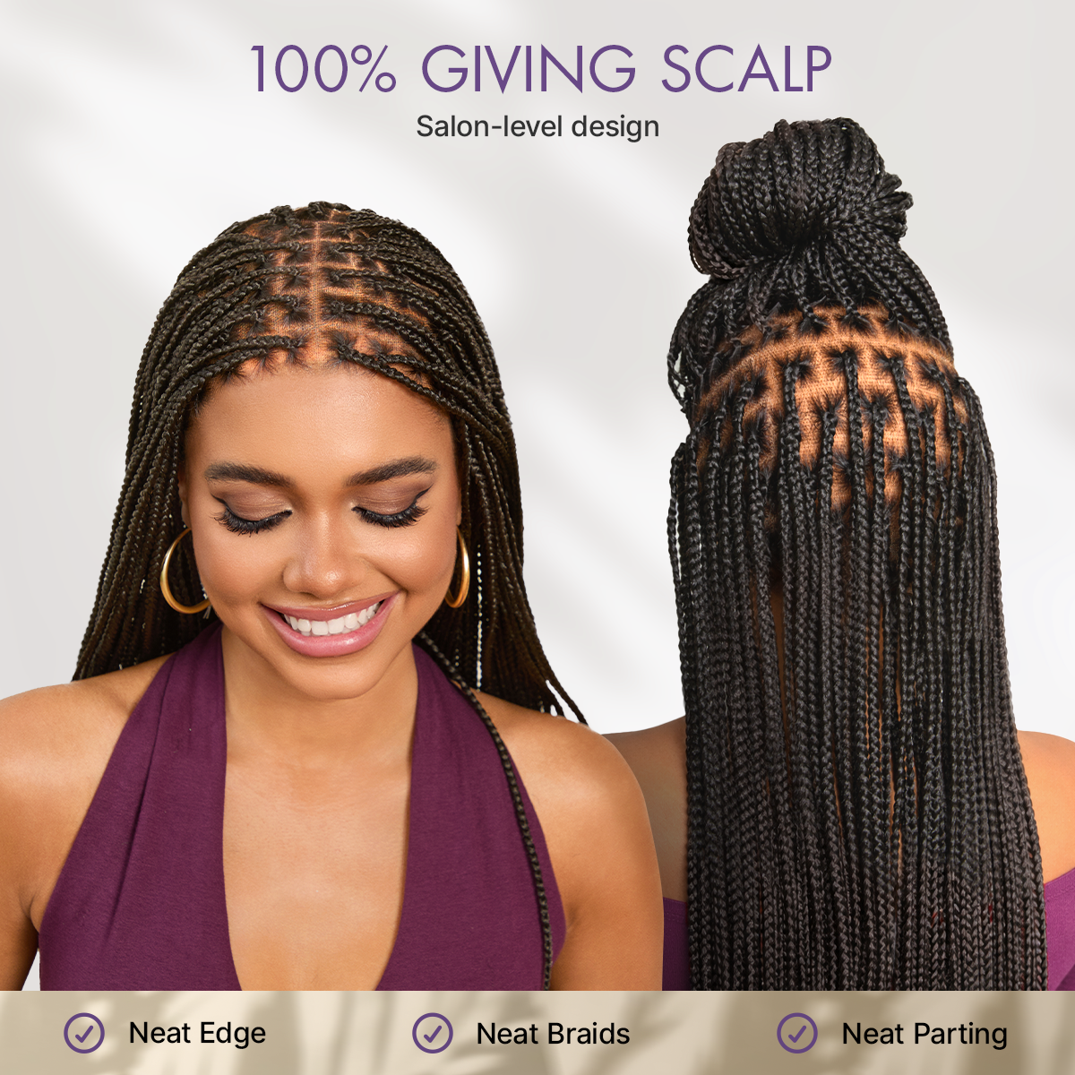 💖Knotless Braided Wig – Lightweight Fit