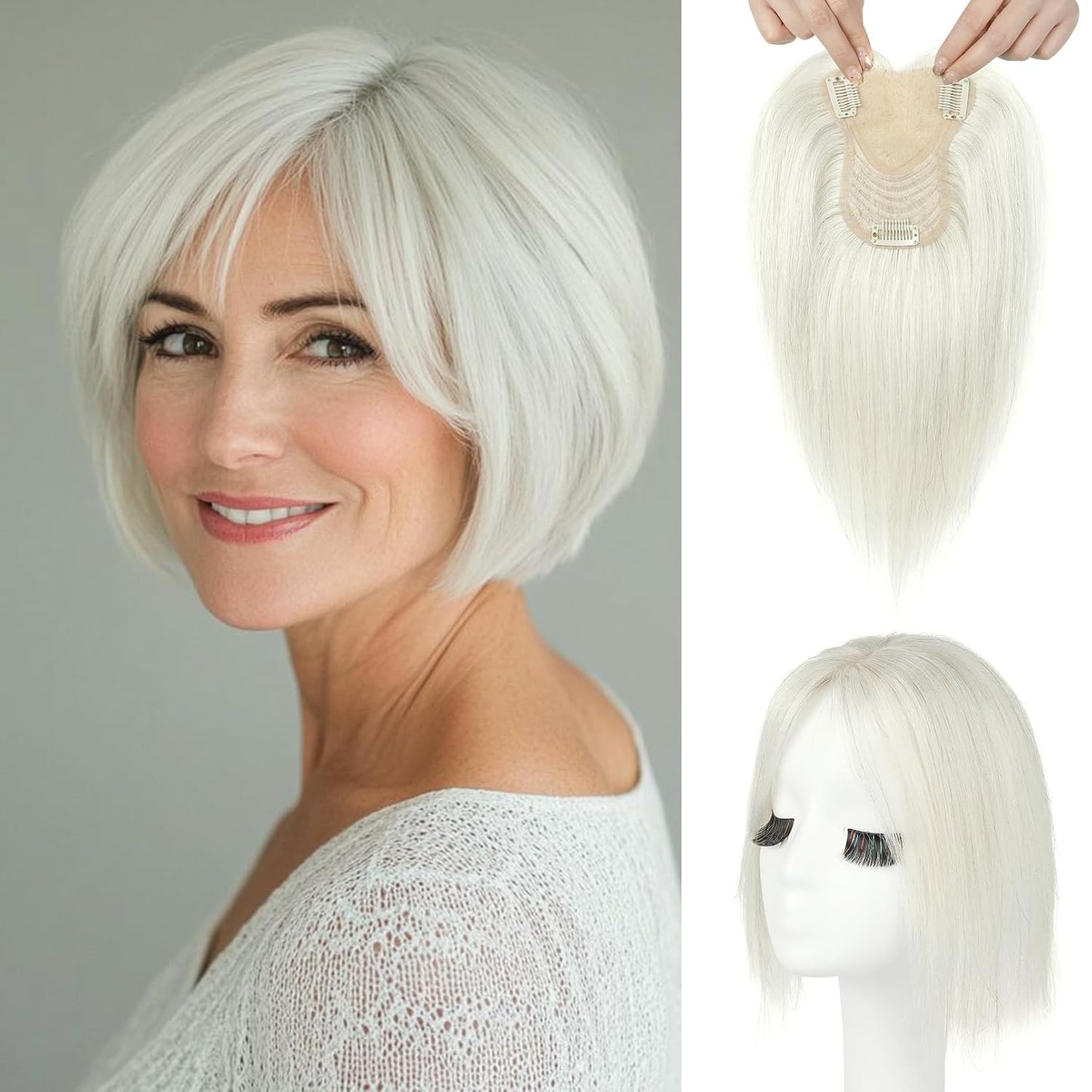 🔥 NEW ARRIVAL SALE- Hair Topper with Bangs | Hair Piece for Thinning Hair