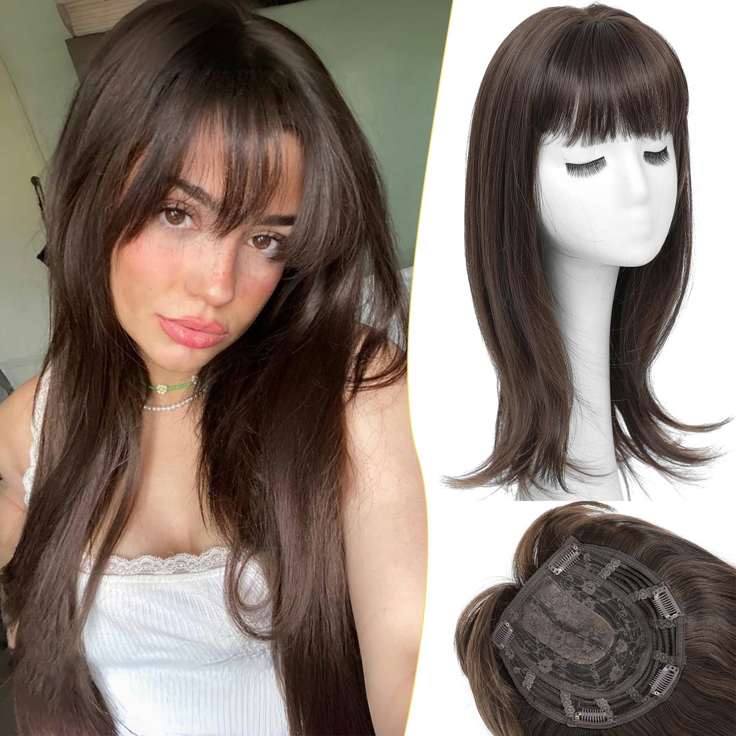 🔥 NEW ARRIVAL SALE- Hair Topper with Bangs | Hair Piece for Thinning Hair