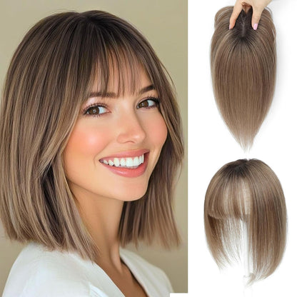 🔥 NEW ARRIVAL SALE- Hair Topper with Bangs | Hair Piece for Thinning Hair