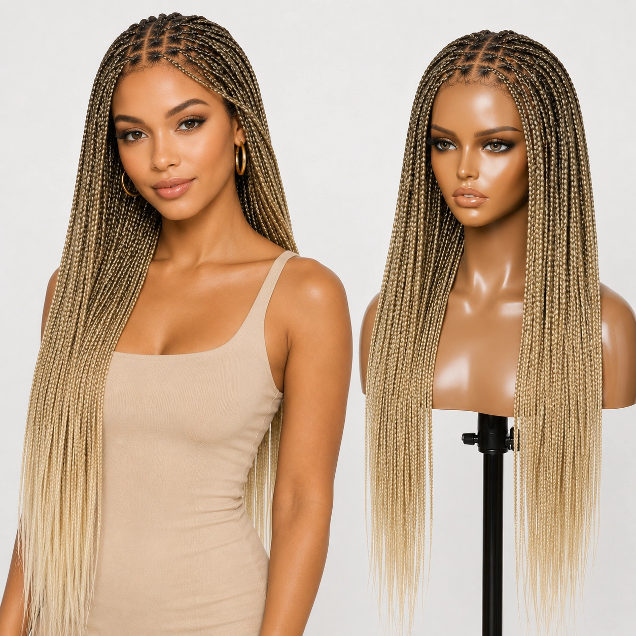🥰[New Arrival] Salon Braids Super Natural Scalp Full HD Lace Knotless Box Braided Wig