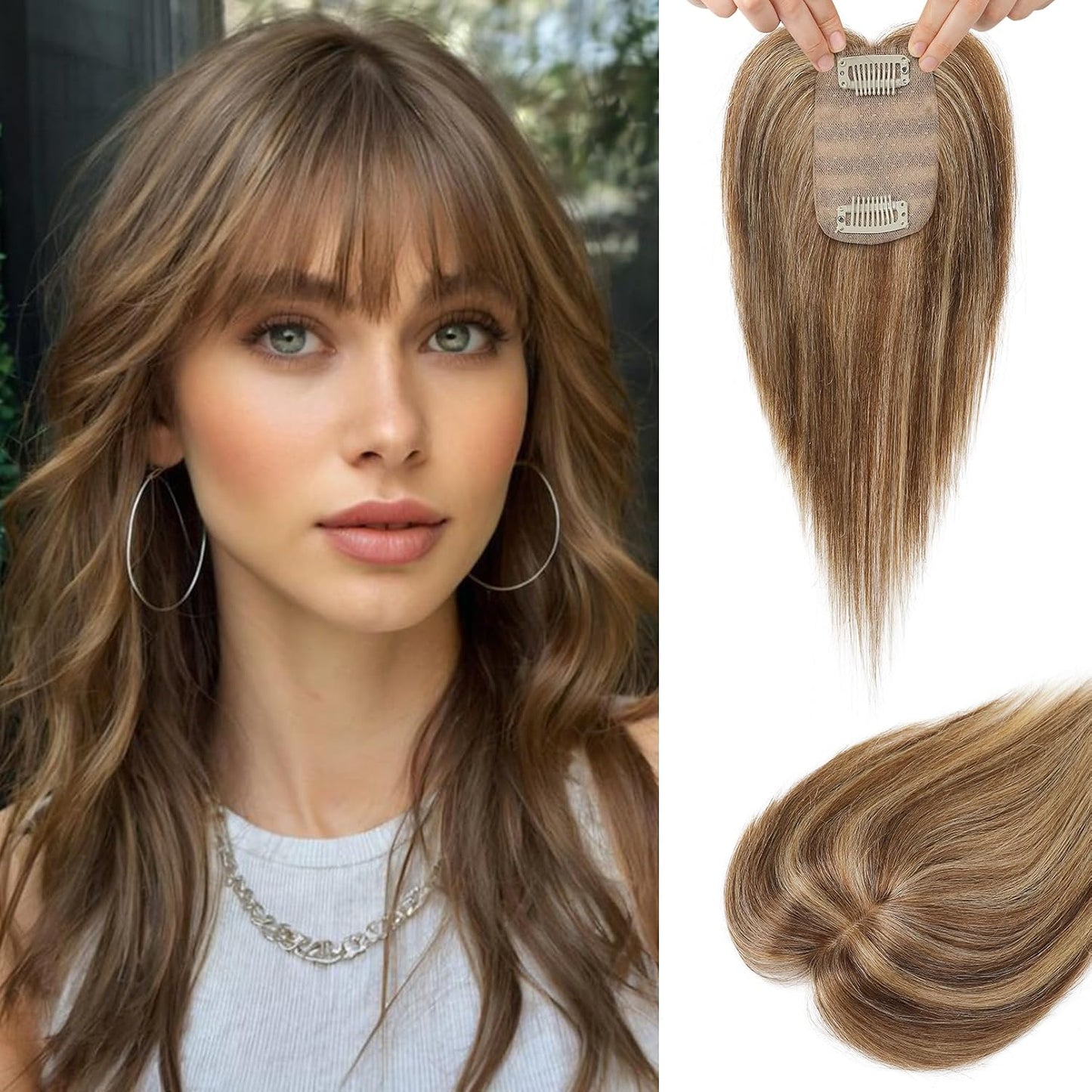 🔥 NEW ARRIVAL SALE- Hair Topper with Bangs | Hair Piece for Thinning Hair