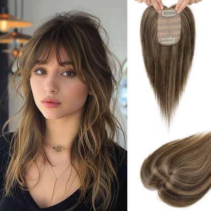 🔥 NEW ARRIVAL SALE- Hair Topper with Bangs | Hair Piece for Thinning Hair