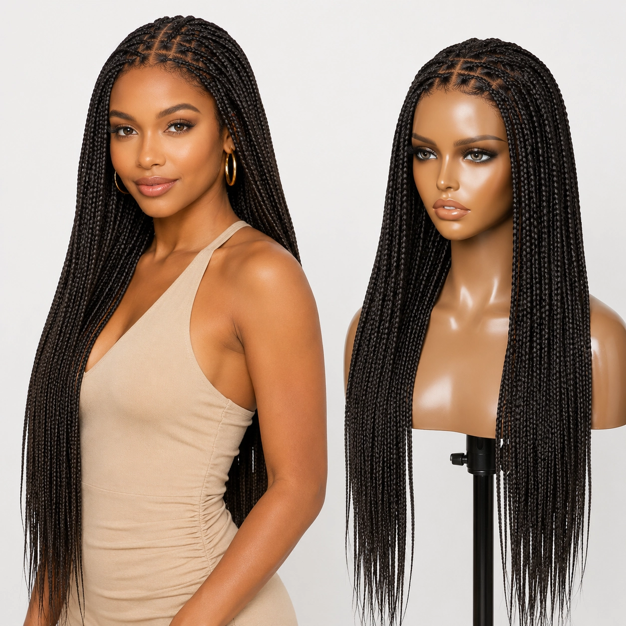 🥰[New Arrival] Salon Braids Super Natural Scalp Full HD Lace Knotless Box Braided Wig