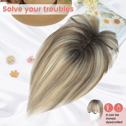 🔥 NEW ARRIVAL SALE- Hair Topper with Bangs | Hair Piece for Thinning Hair